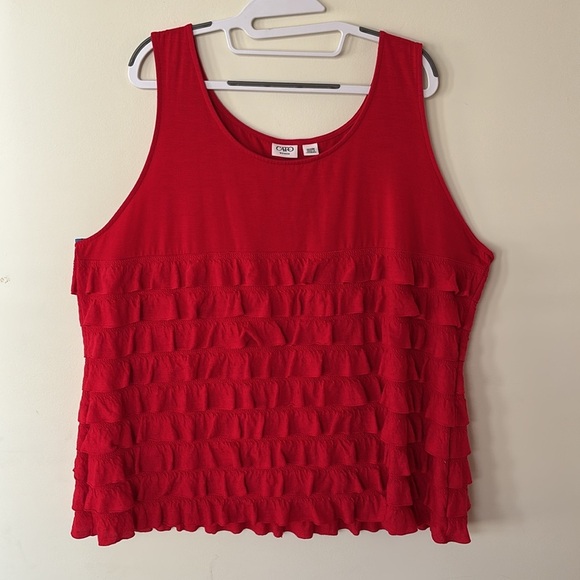 Cato Woman Red Tank Top With Ruffles In Front & Back Size 22/24 - Picture 10 of 10